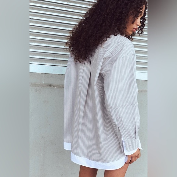DOUBLE CUFF OVERSIZED POPLIN SHIRT - Picture 7 of 10